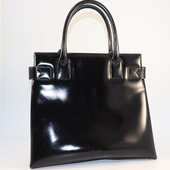 Vintage Gucci Black Patent Leather Structured Tote - Picture 2 of 11
